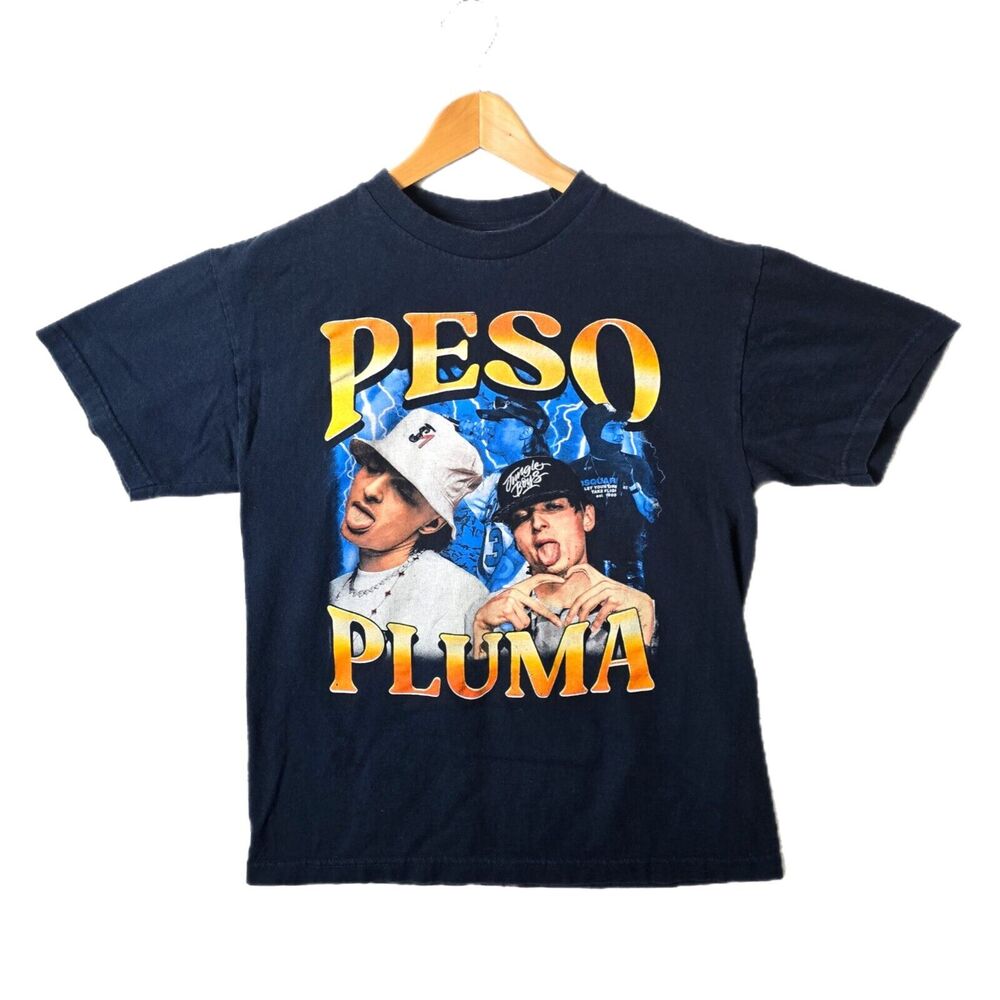 Peso Pluma Shirt Medium Blue Concert Rap Tee Spanish Vintage Style Band Tee